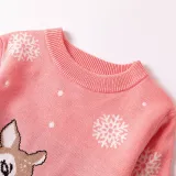 Toddler Girl Christmas Snow Deer Knit Pullover Sweater