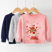 Toddler Girl Cute Christmas Deer Knit Pullover Sweater
