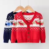 Toddler Girl Printing Deer Knit Cardigan Sweater