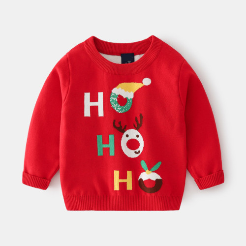 Toddler Boys HOHOHO Christmas Hat Knit Pullover Sweater