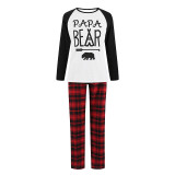 Christmas Family Matching Sleepwear Pajamas Bear Slogan Tops And Plaids Sets