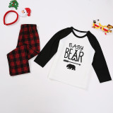 Christmas Family Matching Sleepwear Pajamas Bear Slogan Tops And Plaids Sets