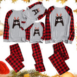 Christmas Family Matching Sleepwear Pajamas Cute Smile Antler Bear Tops And Plaids Pants