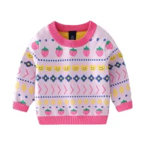 Toddler Girl Prints Strawberry Knit Pullover Sweater