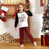 Christmas Family Matching Sleepwear Pajamas Christmas Loading Slogan Tops And Plaids Pants