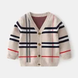 Toddler Boys Knit V Neck Cardigan Stripe Sweater