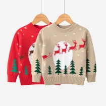 Toddler Girl Christmas Elk Tree Sweater