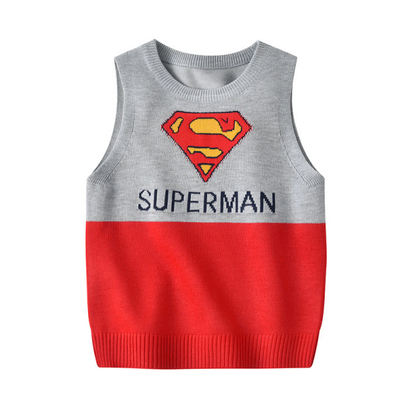 Toddler Kids Boy Super Man Wool Warm Top Pullover Sweater Vest