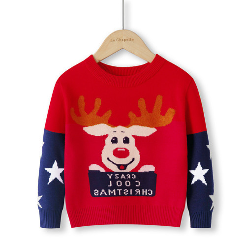 Toddler Kids Boys and Girls Cute Chirstmas Deer Stars Knit Pullover Sweater