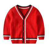 Toddler Kids Boy Wave Stripes Wool Warm Top Sweater Cardigan
