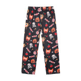 Halloween Family Matching Pajamas Smile Pumpkin And Trick Or Treat Slogan Tops And Ghost Printing Pants