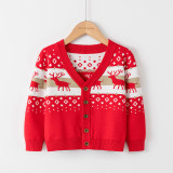 Toddler Girl Printing Deer Knit Cardigan Sweater