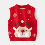 Toddler Girl Snow Deer Vest V Neck Sweater