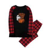 Halloween Family Matching Sleepwear Pajamas Halloween Slogan Pumpkin Ghost Pattern Tops And Plaids Pants
