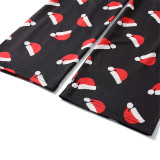 Christmas Family Matching Sleepwear Pajamas Santa Squad Slogan Tops And Christmas Hat Printing Pants