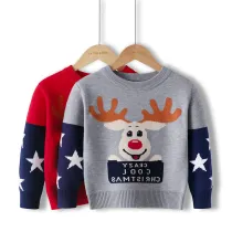 Toddler Kids Boys and Girls Cute Chirstmas Deer Stars Knit Pullover Sweater