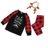 Christmas Family Matching Sleepwear Pajamas Happy New Year Slogan Deer Tops And Plaids Pants