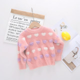 Toddler Kids Girl Loving Heart Wool Warm Top Pullover Sweater