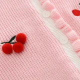 Toddler Girl Embroidery Cherries Knit Cardigan Sweater