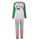 Christmas Family Matching Sleepwear Pajamas Green Plaids Deer Slogan Tops And Plaids Pants