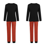 Halloween Family Matching Sleepwear Pajamas Pumpkin Pattern Tops And Stripes Pants