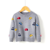Toddler Boys Prints Colorful Cars Knit Pullover Sweater