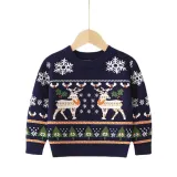 Toddler Girl Prints Christmas Tree Elk Snow Knit Pullover Sweater