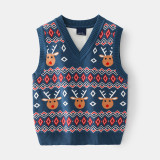 Toddler Boys Antlers Vest V Neck Knit Pullover Sweater