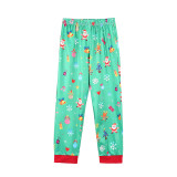 Christmas Family Matching Sleepwear Pajamas Green Deer Santa Printing Sets
