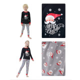 Christmas Family Matching Sleepwear Pajamas Black Santa Slogan Tops And Gray Printing Pants