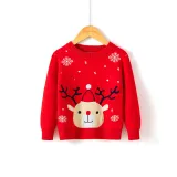 Toddler Kids Girl Deer Snowflake Knit Pullover Sweater
