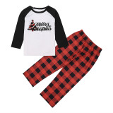 Christmas Family Matching Sleepwear Pajamas Plaids Christmas Trees Slogan Tops And Plaids Pants