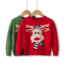Toddler Boys Christmas Scarf Deer Knit Pullover Sweater