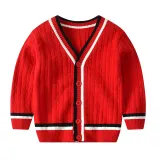 Toddler Kids Boy Wave Stripes Wool Warm Top Sweater Cardigan