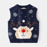 Toddler Girl Snow Deer Vest V Neck Sweater