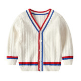 Toddler Kids Boy Wave Stripes Wool Warm Top Sweater Cardigan
