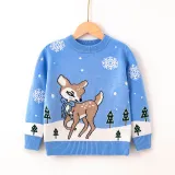 Toddler Girl Christmas Snow Deer Knit Pullover Sweater