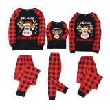 Christmas Family Matching Sleepwear Pajamas 2021 Slogan Mask Deer Tops And Plaids Pants