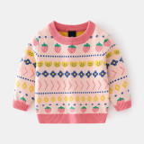 Toddler Girl Prints Strawberry Knit Pullover Sweater