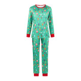 Christmas Family Matching Sleepwear Pajamas Green Deer Santa Printing Sets