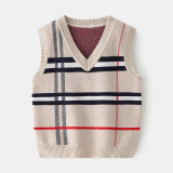 Toddler Boys Knit Pullover Stripe Vest V Neck Sweater