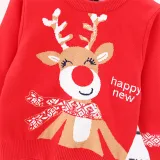 Toddler Girl Cartoon Christmas Deer Knit Pullover Sweater