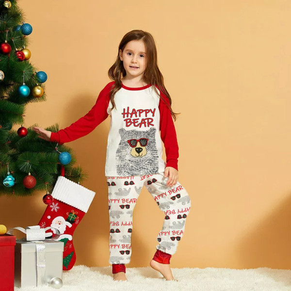 KidsHoo Exclusive Design Kids Toddler Cool Glasses Bear Christmas Sleepwear Pajamas Sets