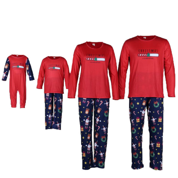 Christmas Family Matching Sleepwear Pajamas Red Christmas Slogan Pattern Tops And Santa Multielement Pants Sets