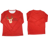 Christmas Family Matching Sleepwear Pajamas Red Cute Oxeye Deer Slogan Sets