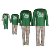 Christmas Family Matching Sleepwear Pajamas Green Dear Santa Slogan Tops And Plaids Pants