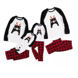 Christmas Family Matching Sleepwear Pajamas Cute Smile Antler Bear Tops And Plaids Pants