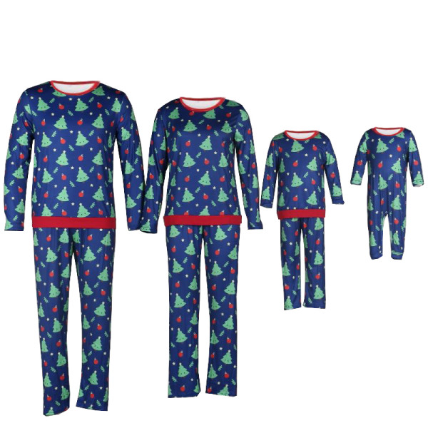 Christmas Family Matching Sleepwear Pajamas Christmas Trees Bell Printing Sets