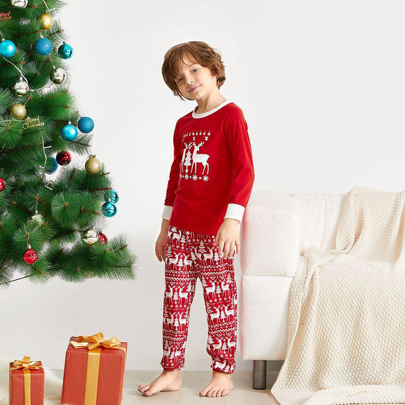 Christmas Family Matching Pajamas White Elk Snowflake Red Family ...