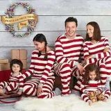 Christmas Family Matching Pajamas Sleepwear Sets Christmas Red Stripes Top and Pants